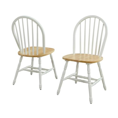 Autumn Lane Windsor Solid Wood Dining Chairs, White and Oak (Set of 2)