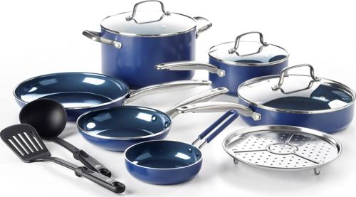 Blue Diamond 12-Piece Toxin-Free Ceramic Nonstick Pots and Pans Cookware Set, Dishwasher Safe