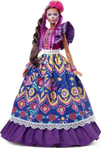 Barbie 2022 DA-a De Muertos Doll in Ruffled Dress and Calavera Face Paint