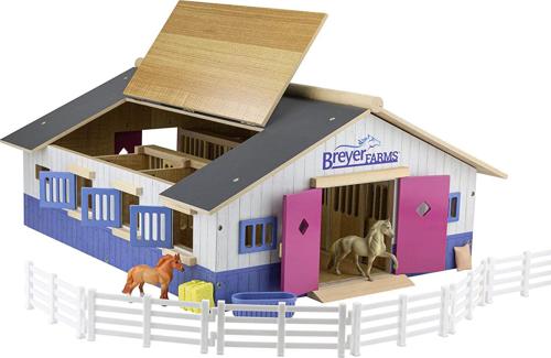 Breyer Horses Breyer Farms Deluxe Wooden Playset | 19 Piece Playset | 2 Stablemates Horses Included | 28 L x 16 W x 8.5 H | 1:32 Scale