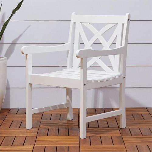 Bradley Eco-friendly Outdoor White Hardwood Garden Arm Chair