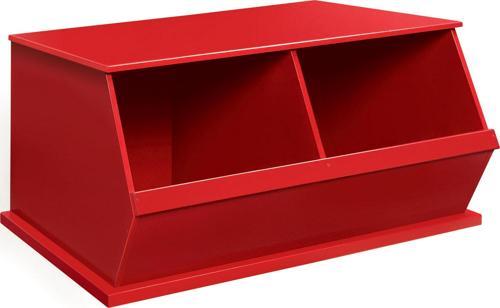 Badger Basket Children's Two Bin Wood Stackable Storage Organizing Cubby 5.3 Cu ft. - Red