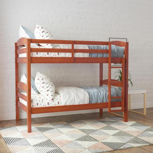 Better Homes and Gardens Leighton Kids Wood Twin-Over-Twin Bunk Bed, Cherry